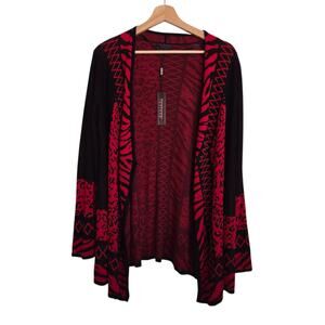 NEW Fontana Soft Knit Long Sleeve Mixed Animal Print Open Front Cardigan XL